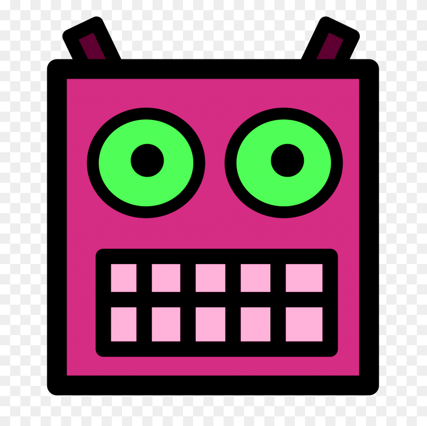 2000x2000 Pink Or Plum Robot Face With Green Eyes - Green Eyes PNG
