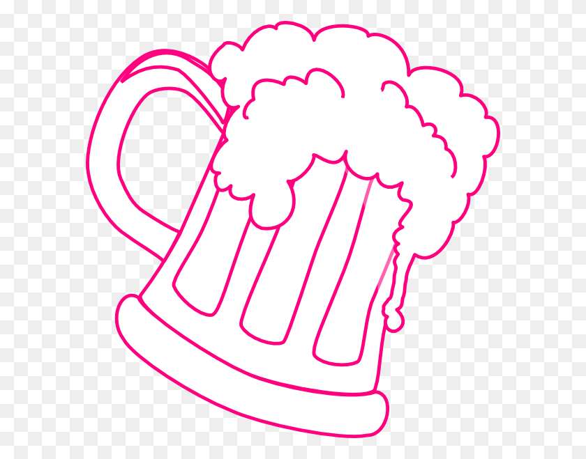 594x599 Pink Outline Beer Mug Clip Art - Beer Glass Clipart Black And White