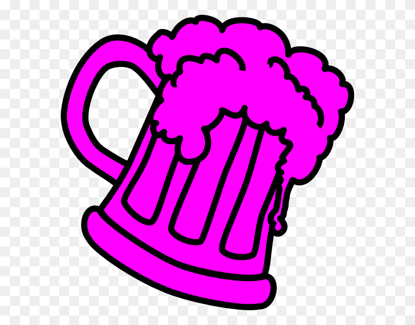 594x599 Pink Outline Beer Mug Clip Art - Beer Mug Clip Art