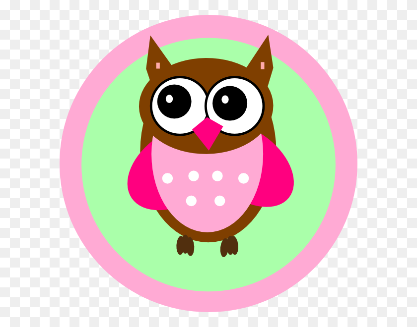 600x600 Pink Owl Tag Clip Art - Pink Owl Clipart