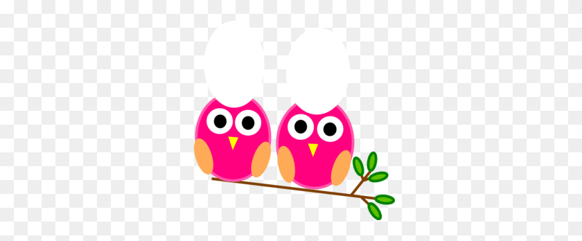 300x288 Pink Owls On Branch Clip Art - Branch Clipart