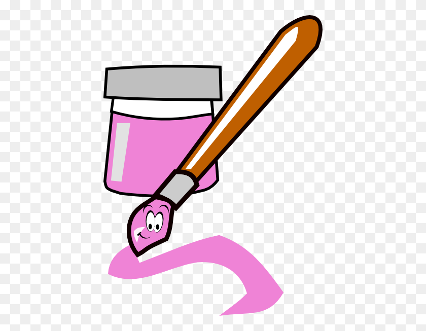432x593 Pink Paintbrush Png, Clip Art For Web - Paintbrush Clipart Black And White