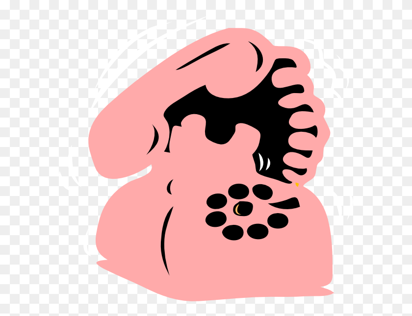 600x585 Pink Phone Clip Art - Rotary Phone Clipart
