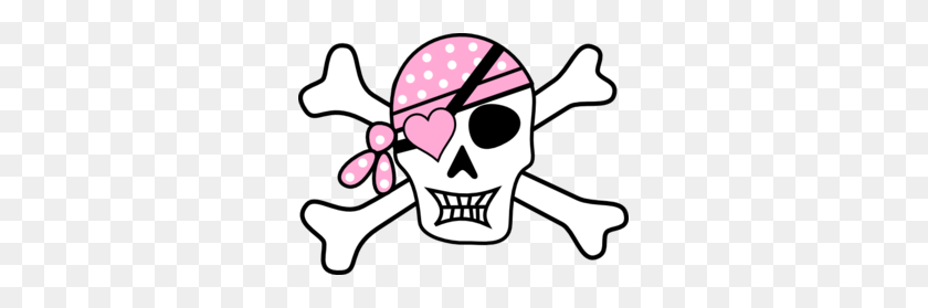 299x219 Pink Pirate Cross Bones Clip Art - Pirate Girl Clipart