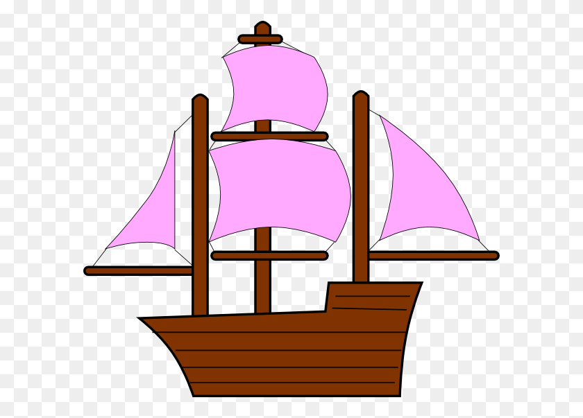 600x543 Розовый Пиратский Корабль Клипарт - Пиратский Корабль Png