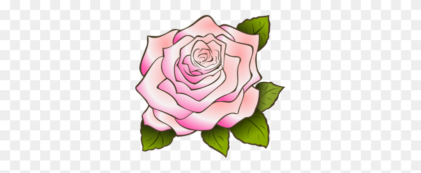 299x285 Pink Rose Clip Art - Rose Bud Clipart