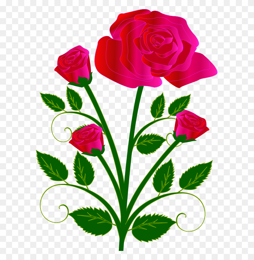 601x800 Pink Rose Clip Art - Simple Rose Clipart