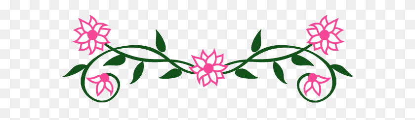 590x184 Розовая Роза Картинки Границы - Простая Роза Клипарт