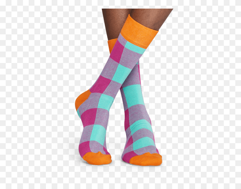 548x600 Pink Socks Gingham Pattern Happy Socks - Lumberjack PNG