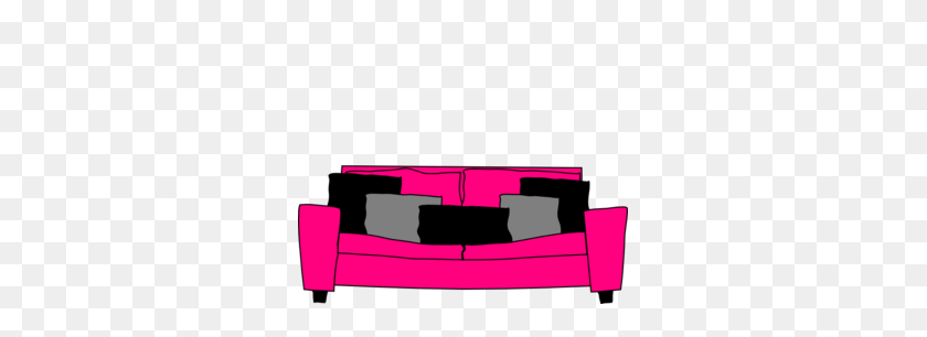 299x246 Pink Sofa Black Gray Pillows Clip Art - Bed Clipart PNG
