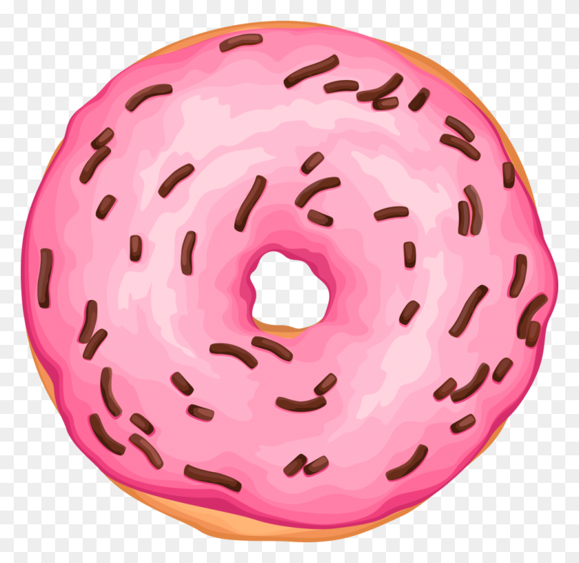 1024x993 Pink Sprinkled Doughnut - Doughnut PNG