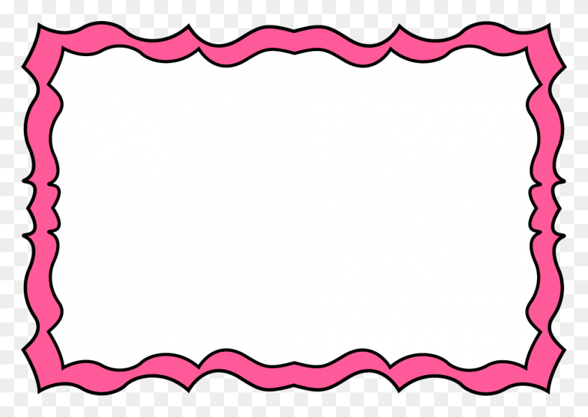 964x662 Pink Squiggly Frame - Rectangle Frame Clipart