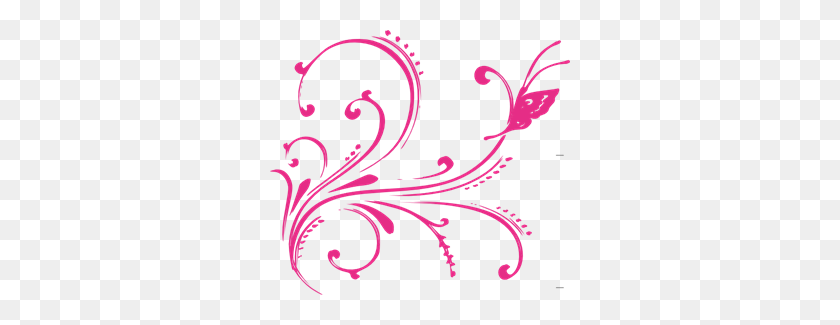 300x265 Pink Swirl Butterfly Png Clip Arts For Web - Pink Butterfly PNG