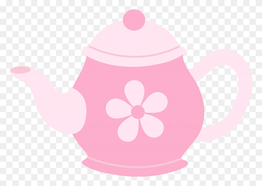 7108x4910 Pink Teapot With Flower - Teapot Clipart