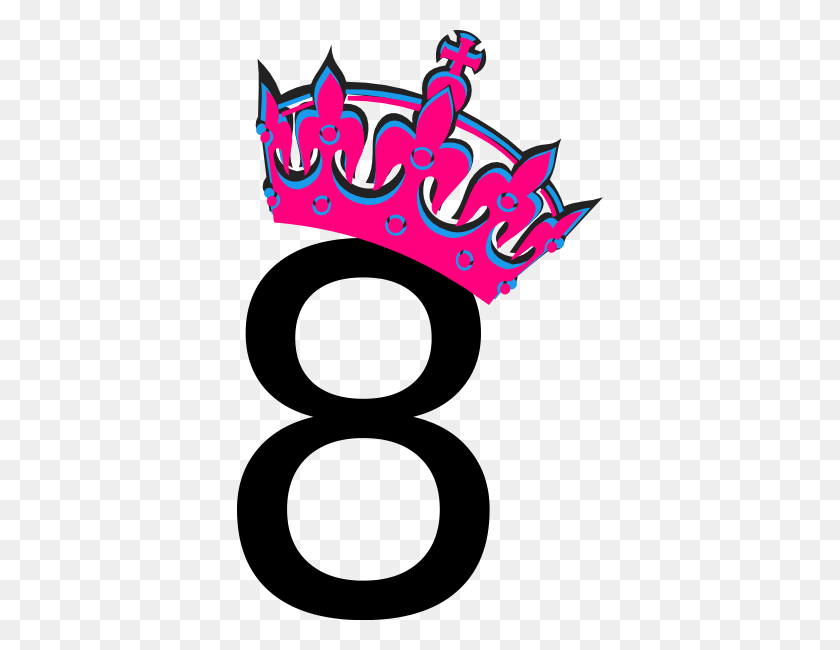 366x590 Pink Tilted Tiara And Number Clip Art - Number 8 Clipart