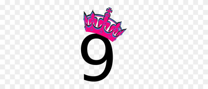 186x299 Pink Tilted Tiara And Number Clip Art - Number 9 Clipart