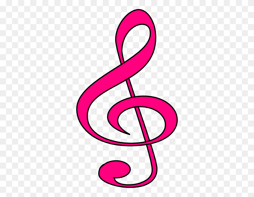 336x594 Pink Treble Cleff Clip Art - Music Notes Clipart