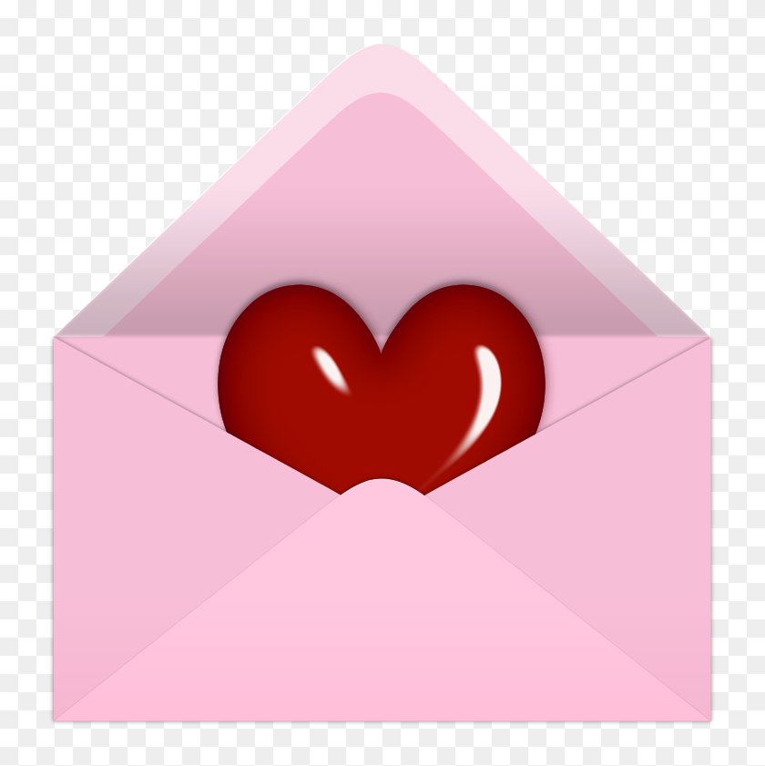 753x781 Розовое Валентина Письмо С Красным Сердцем Png Клипарт Картинка - Красное Сердце Png