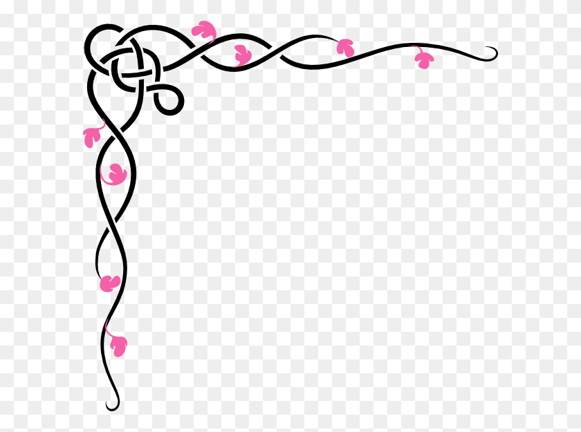 600x565 Pink Vine Flowers Png, Clip Art For Web - Vine Circle Clipart