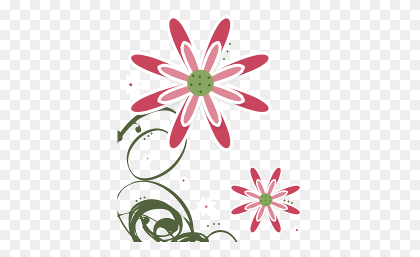 370x454 Розовый Белый Swirly Цветочный Клип-Арт - Зимние Цветы Клипарт