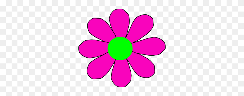 300x273 Pink With Green Daisy Clip Art - Pink Clipart