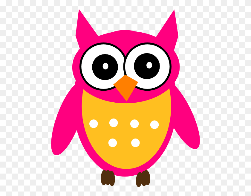 498x595 Pink Yellow Owl Clip Art - Pink Owl Clipart