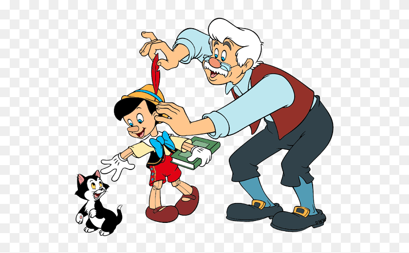 546x461 Pinocchio Gepetto And Figaro Transparent Png - Pinocchio PNG