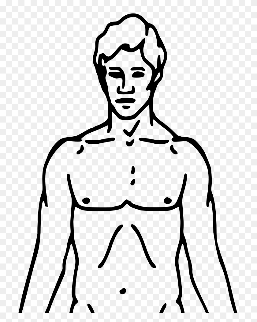 722x991 Pioneer Plaque Man Upper Body As Diagram Template - Chest Hair PNG
