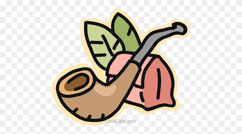 480x406 Pipe With Tobacco Pouch Royalty Free Vector Clip Art Illustration - Tobacco Clipart