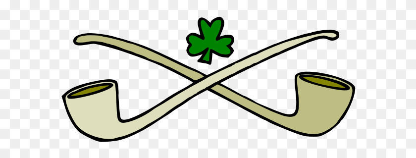 600x259 Pipes And Shamrock Png Cliparts For Web - Shamrock Outline Clipart