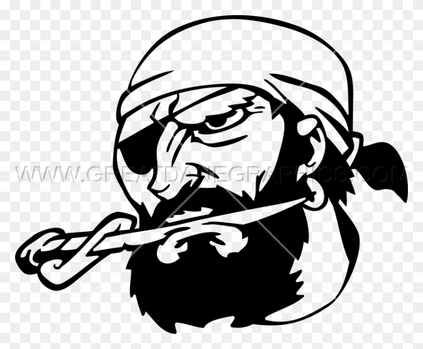 825x669 Pirate Biting Sword Production Ready Artwork For T Shirt Printing - Pirate Sword Clipart