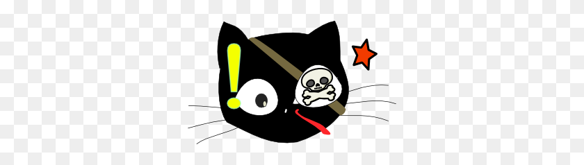 300x178 Pirate Cat Clip Art Free Vector - Pirate Flag Clipart
