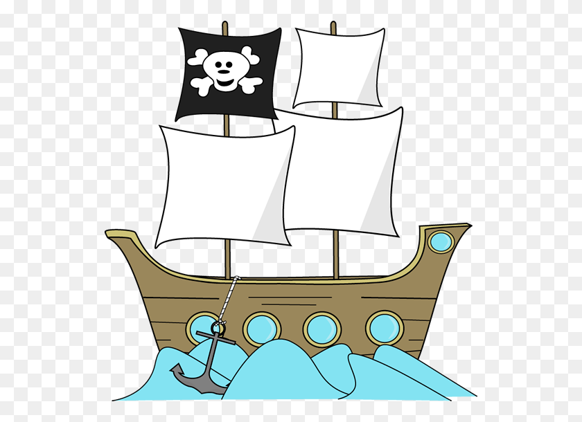 538x550 Пиратские Картинки - Корабль Клипарт Черно-Белый