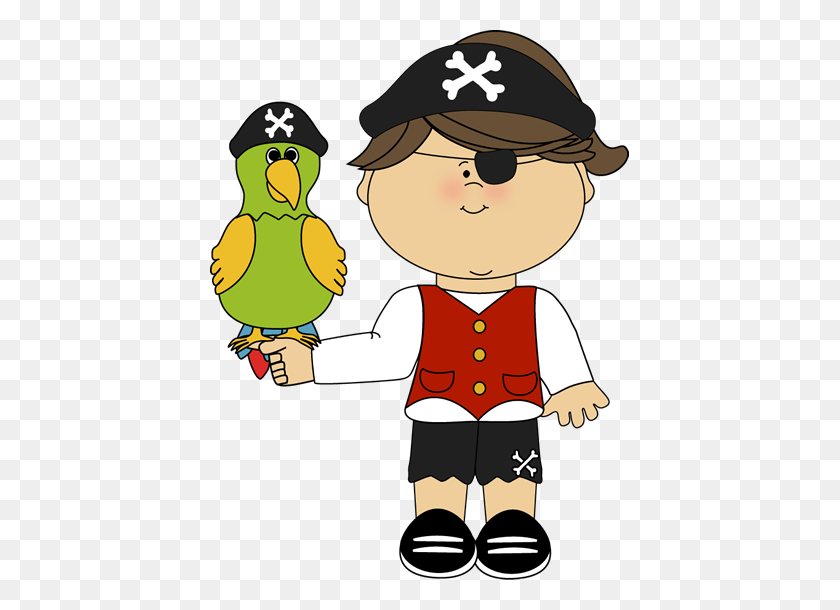 419x550 Pirate Girl With A Parrot Clip Art - Parrot Clipart