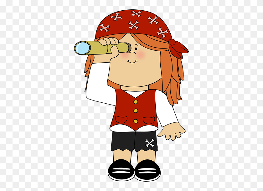 367x550 Pirate Girl With Telescope Pirate Clip Art - Shy Girl Clipart
