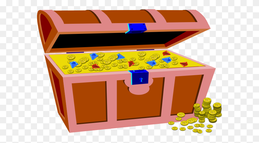 600x404 Pirate S Chest Full Of Gold And Gems Clip Art - Toy Chest Clipart