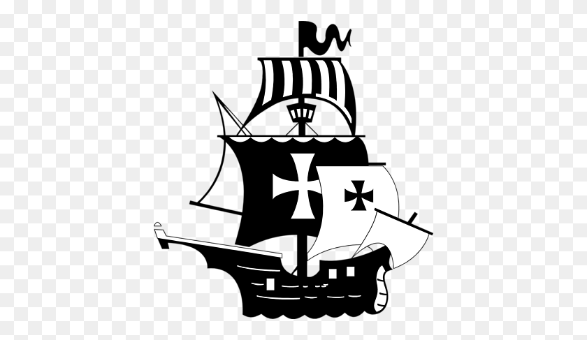 400x427 Pirate Ship Clip Art - Speed Boat Clipart Black And White