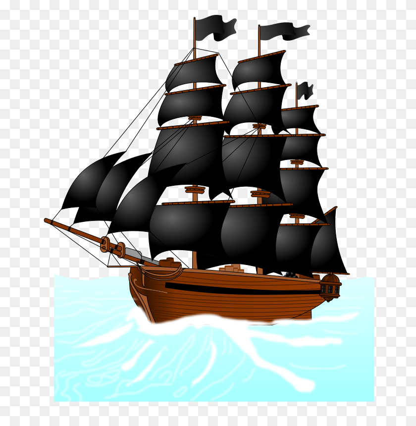 672x800 Pirate Ship Outline - Cruise Ship Clip Art