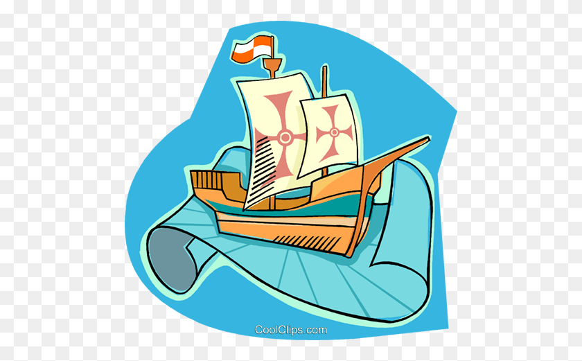 480x461 Пиратский Корабль Роялти Бесплатно Векторные Иллюстрации - День Колумба Клипарт