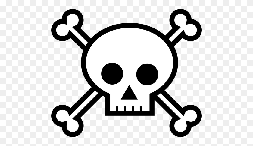 500x427 Пиратский Знак - Пиратский Клипарт Черно-Белый