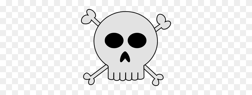 300x256 Pirate Skull And Crossbones Clip Art Free - Skeleton Clipart Black And White