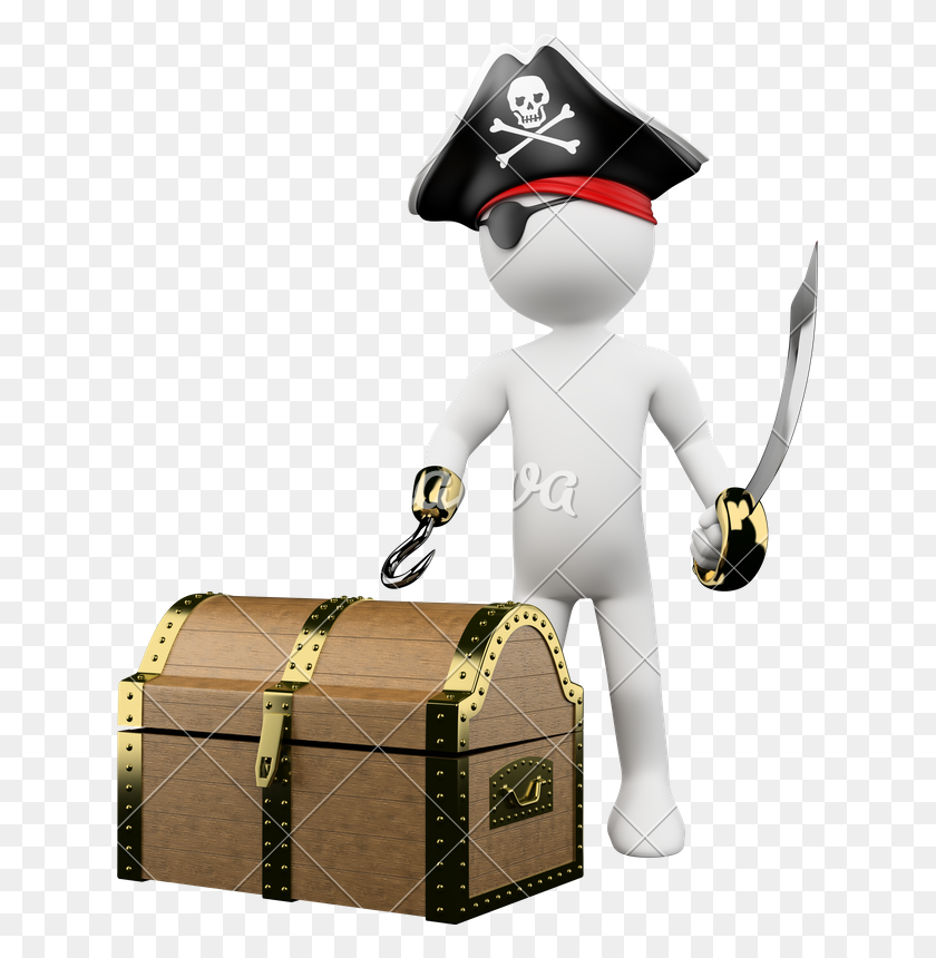 629x800 Пират С Сокровищами - Пиратские Сокровища Клипарт