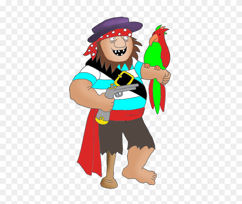 407x650 Pirates ! Revolvers - Pirate Parrot Clipart