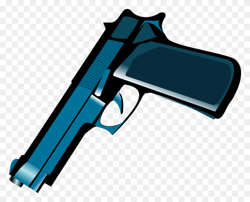 908x720 Pistol Clipart Blue Gun - Free Gun Clipart