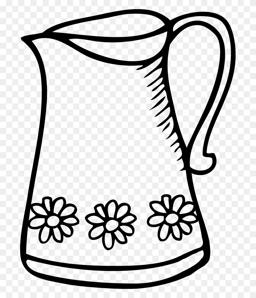 707x919 Pitcher Clipart Black And White - Water Line Clipart