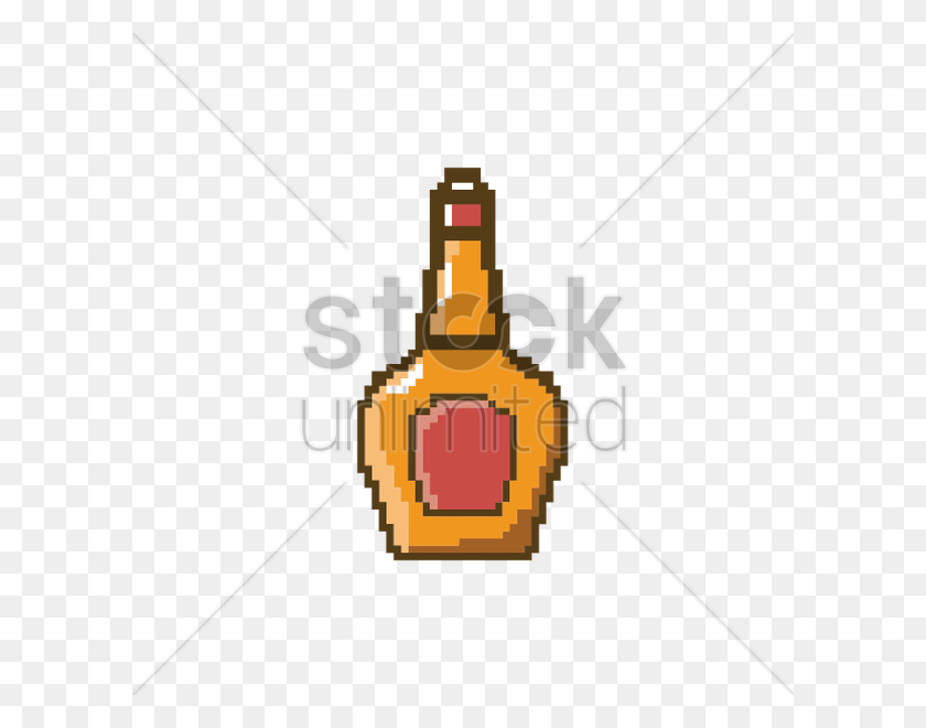 600x600 Pixel Art Botella De Whisky Imagen Vectorial - Botella De Whisky De Imágenes Prediseñadas