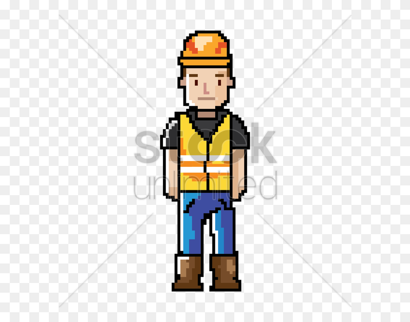 600x600 Pixel Art Construction Worker Vector Image - Construction Man Clipart