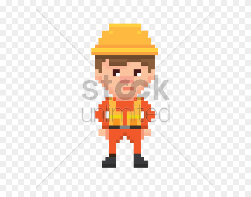 600x600 Pixel Art Construction Worker Vector Image - Construction Man Clipart