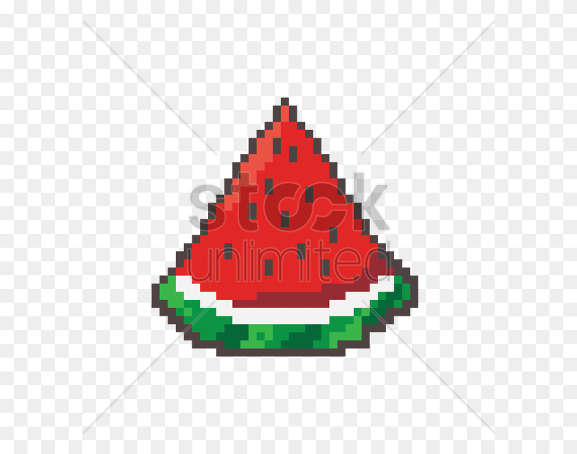 600x600 Pixel Art Red Watermelon Slice Vector Image - Watermelon Slice Clipart