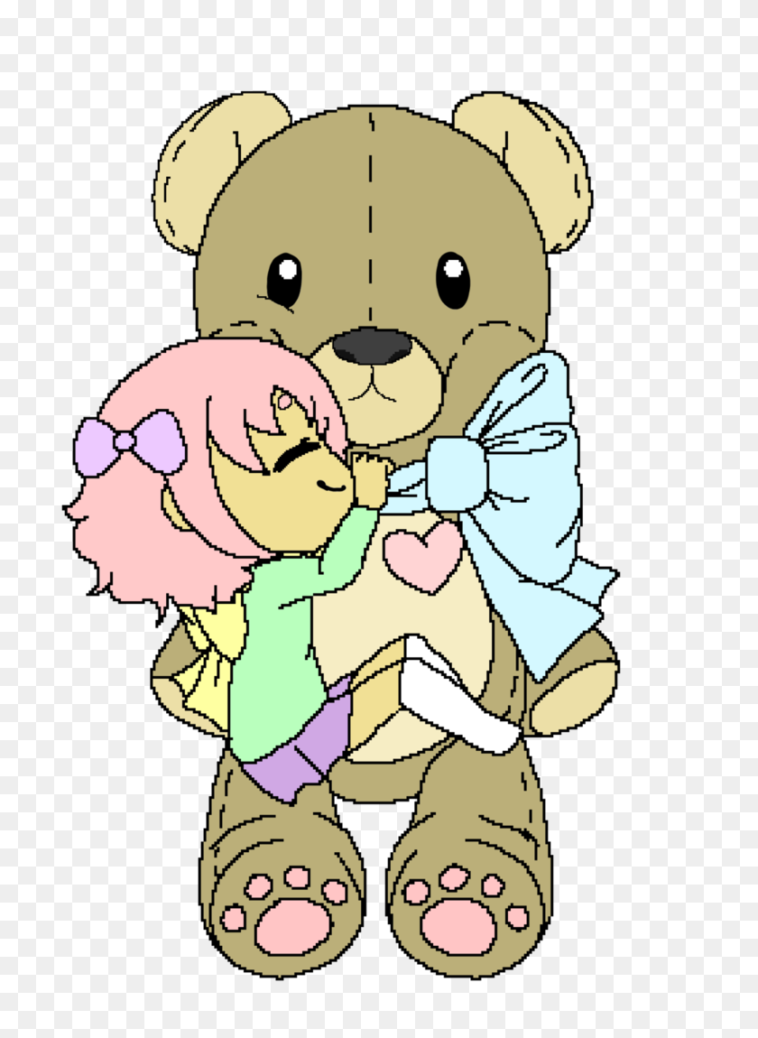 732x1090 Pixel Bear Hug - Clip Art Bear Hug